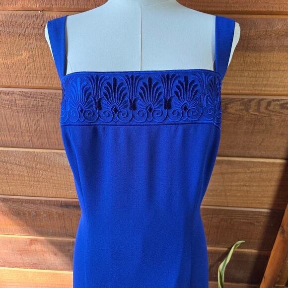 Ursula of Switzerland VTG 90s Blue Embroidered Dress 16 Gown Prom Regency USA - Picture 2 of 12
